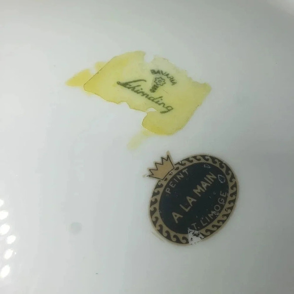 Vintage Schirnding Bavaria Porcelain Peint A La Main T.Limoges Pink Floral Dish. - Picture 7 of 9